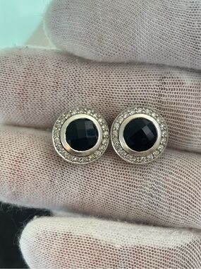 David Yurman Petite Cerise Earrings with Black Onyx & Diamonds 13mm
